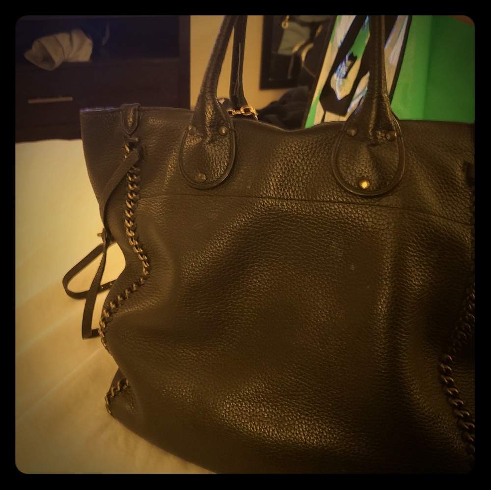 Authentic Black Leather Coach Shoulder Bag